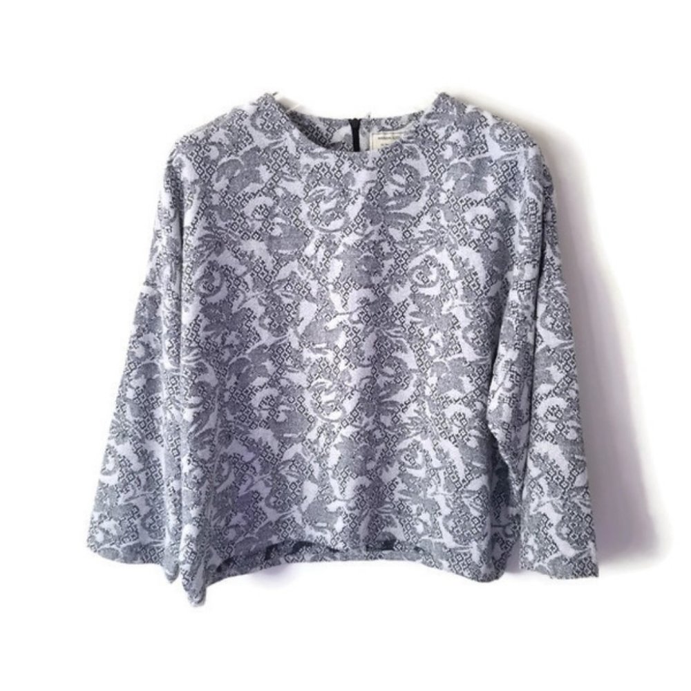 Maison Kitsune top cropped oversized linen sz 40